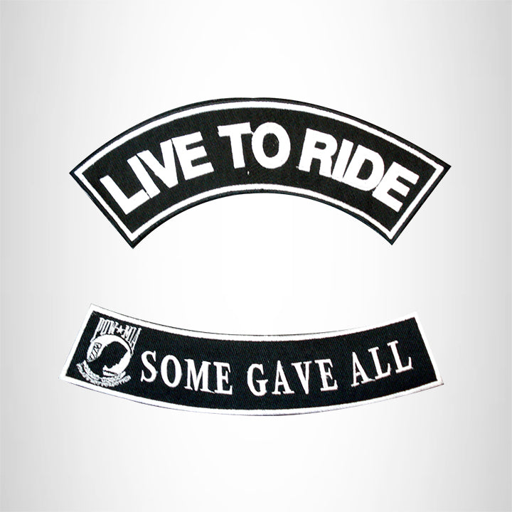 LIVE TO RIDE SOME GAVE ALL 2 Patches Set Sew on for Vest Jacket