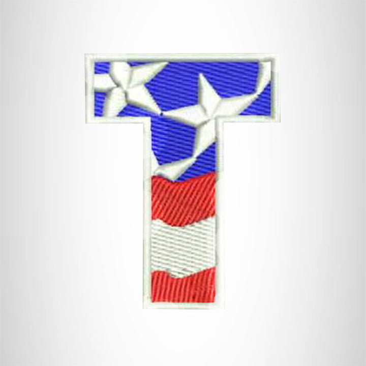 T Alphabet Letters of US Flag Iron on Small Patch for Biker Vest