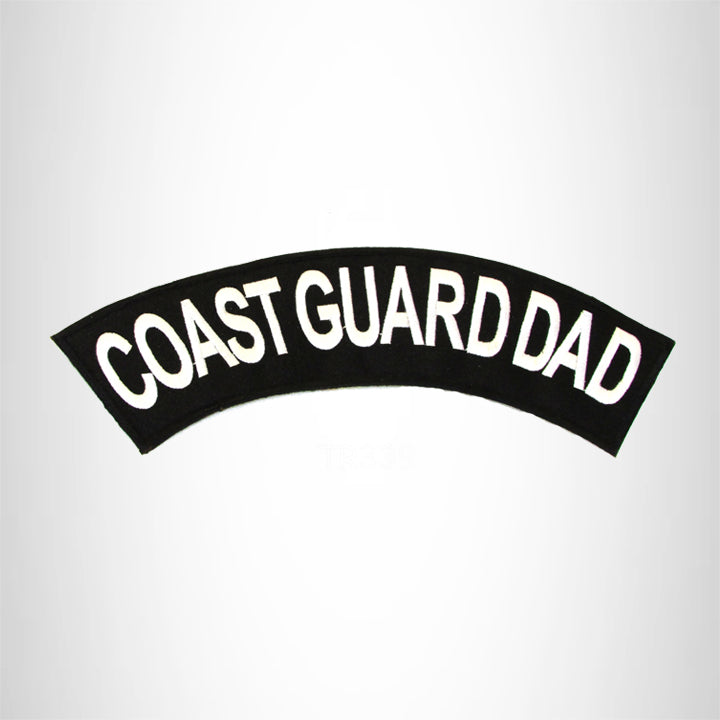 COAST GUARD DAD White on Black Top Rocker Patch for Biker Vest Jacket TR339