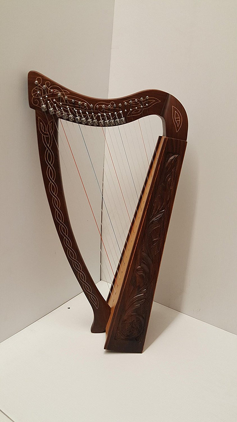 Tall Celtic Irish Rose Harp 22 Strings Solid Wood with hand Engraved Styles-STURGIS MIDWEST INC.