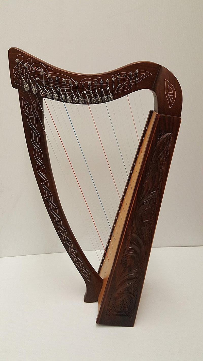 Tall Celtic Irish Rose Harp 22 Strings Solid Wood with hand Engraved Styles-STURGIS MIDWEST INC.