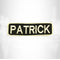 PATRICK White on Black Iron on Name Tag Patch for Biker Vest NB241