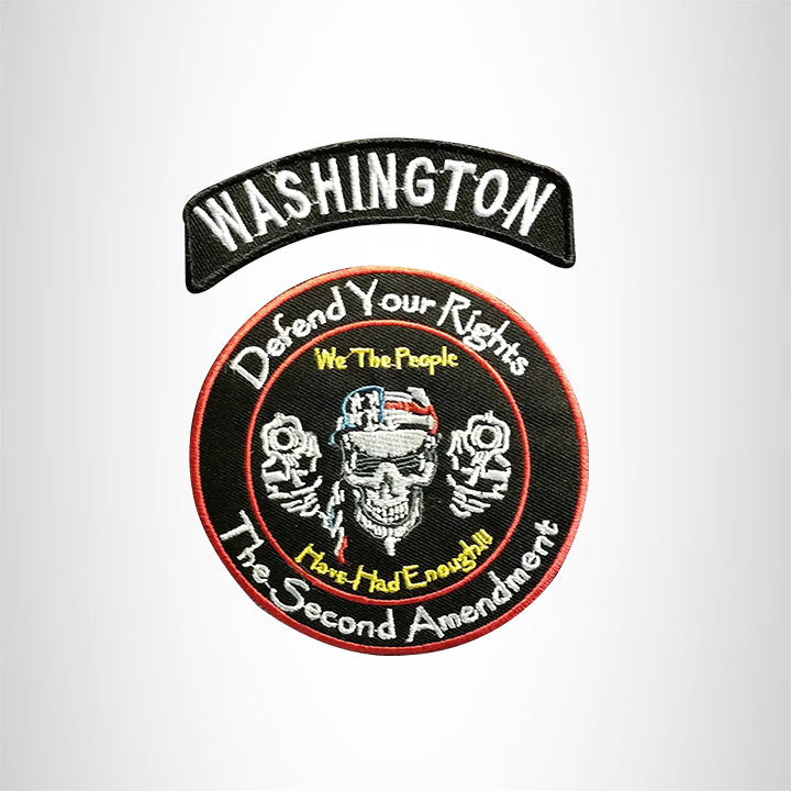 WASHINGTON Defend Your Rights the 2nd Amendment 2 Patches Set for Vest Jacket