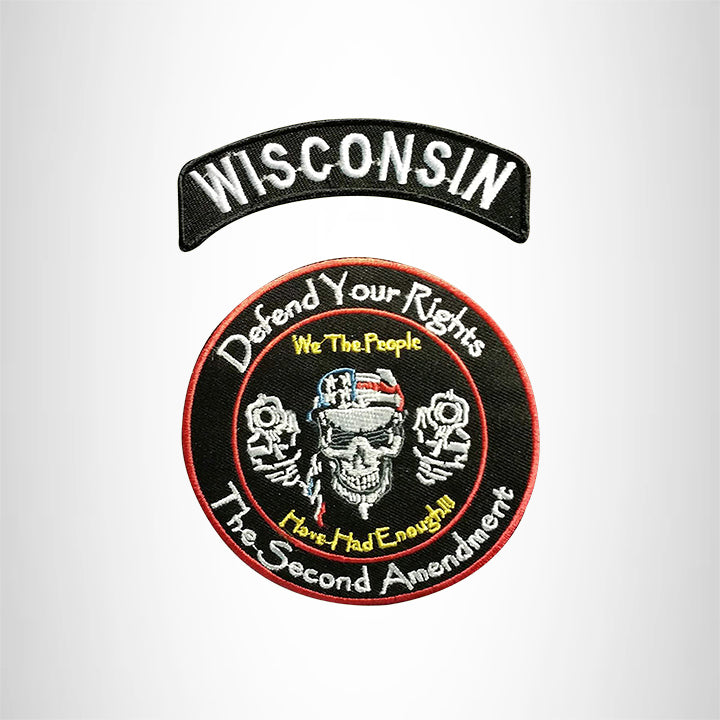 WISCONSIN Defend Your Rights the 2nd Amendment 2 Patches Set for Vest Jacket