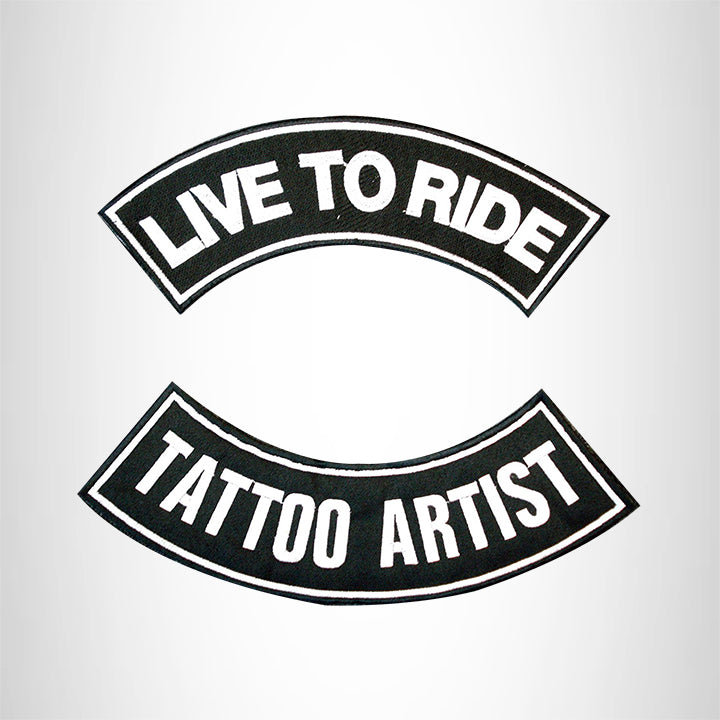 LIVE TO RIDE TATTOO ARTIST Rocker 2 Patches Set Sew on for Vest Jacket