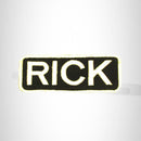 RICK White on Black Iron on Name Tag Patch for Biker Vest NB248