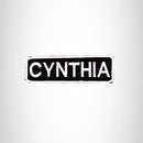 CYNTHIA Black and White Name Tag Iron on Patch for Biker Vest and Jacket NB286