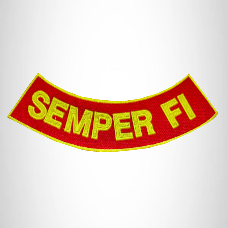 SEMPER FI Yellow on Red with Boarder Bottom Rocker Patch for Vest jacket