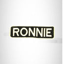 RONNIE White on Black Iron on Name Tag Patch for Biker Vest NB251