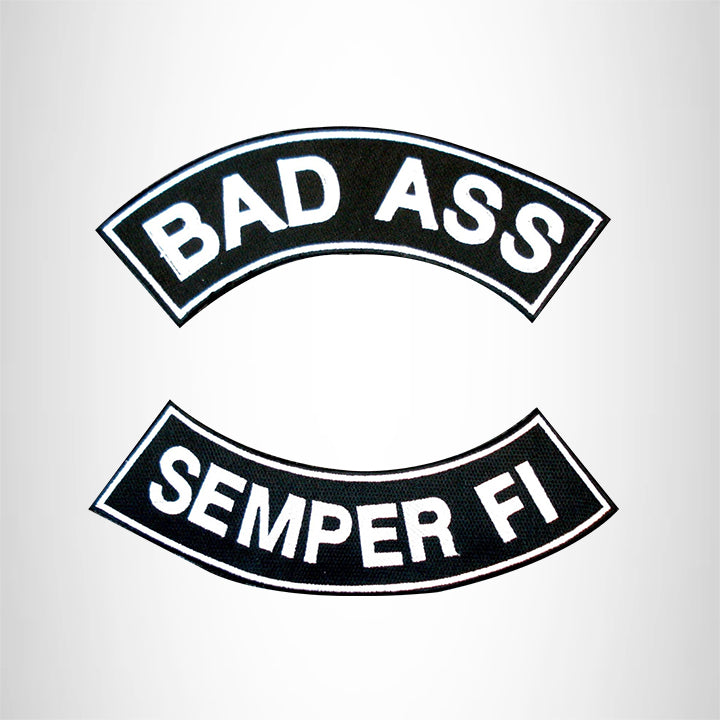 BAD ASS SEMPER FI Rocker 2 Patches Set Sew on for Vest Jacket