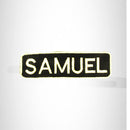 SAMUEL White on Black Iron on Name Tag Patch for Biker Vest NB253