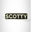 Scotty White on Black Iron on Name Tag Patch for Biker Vest NB255
