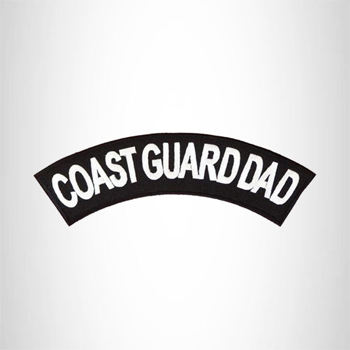 Coast Guard Dad White on Black Top Rocker Iron on Patch for Motorcycle Biker Vest TR369