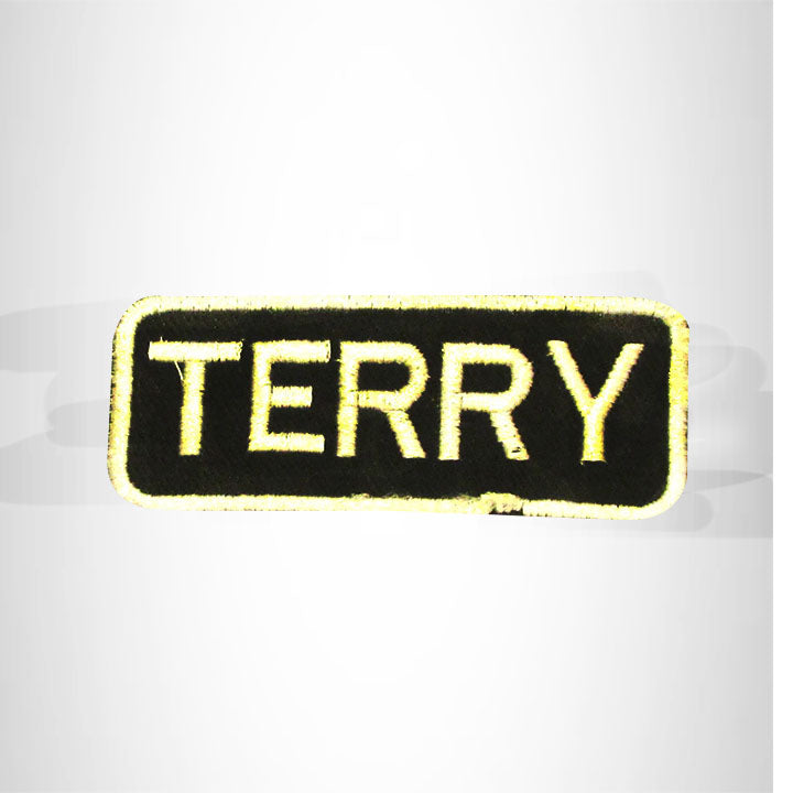 Terry White on Black Iron on Name Tag Patch for Biker Vest NB258