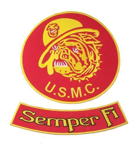 RED US MARINES CORPS SEMPER FI USMC MARINES BULL DOG PATCHES FOR VEST JACKET NEW-STURGIS MIDWEST INC.