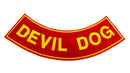 DEVIL DOG Yellow on Red with Boarder Bottom Rocker Patch for Vest BR433