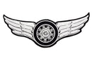 LARGE SILVER WINGS WHEEL MOTORCYCLE BIKER PATCH FOR JACKET VEST NEW-STURGIS MIDWEST INC.