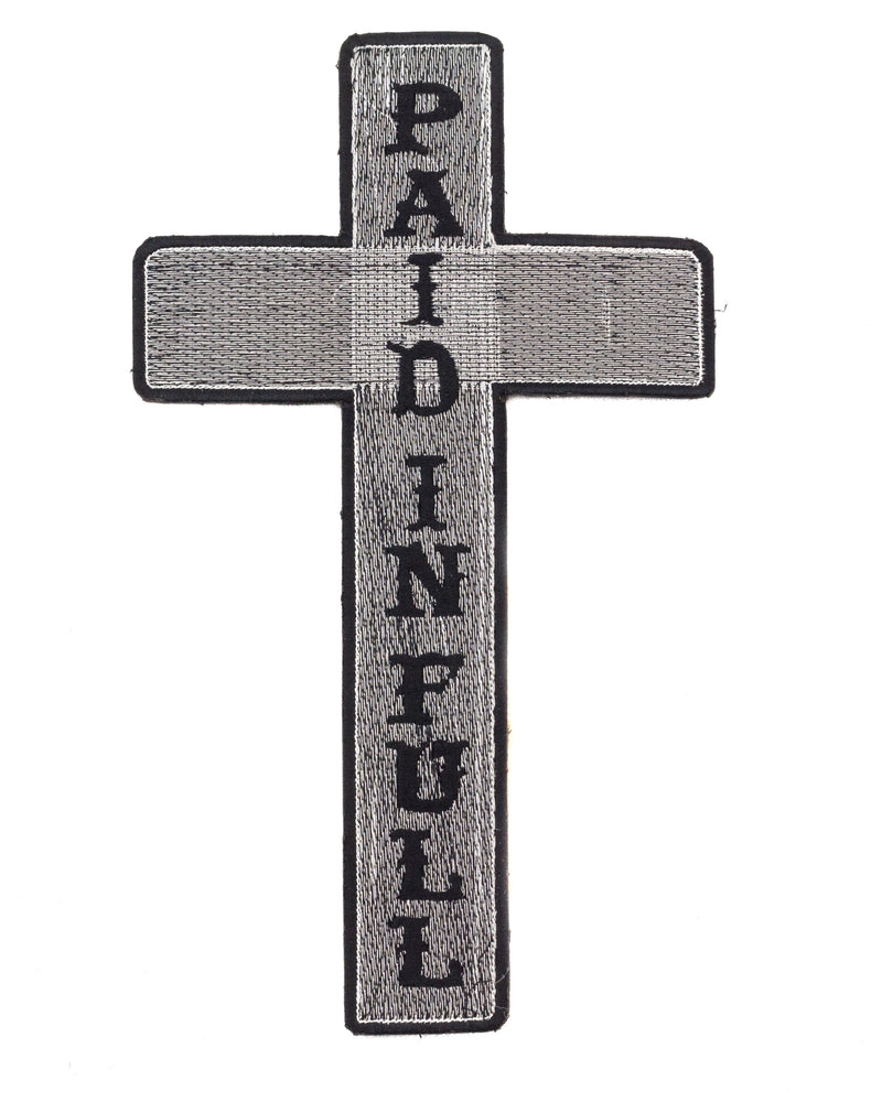 Christian Motorcycle Biker Back Patch Cross Paid In Full 10x7 for Biker Vest-STURGIS MIDWEST INC.