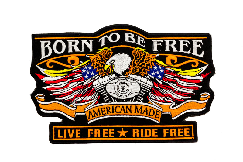 Born to be Free Eagle Patch Large American Made Live Free ride free for vest jacket-STURGIS MIDWEST INC.