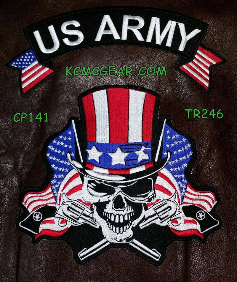 U.S. Army Skull & Flags Patches Set Embroidered for Biker Vest Jacket