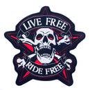 LIVE FREE RIDE FREE Screaming Skull and Crossbones Patch for Vest Jacket-STURGIS MIDWEST INC.