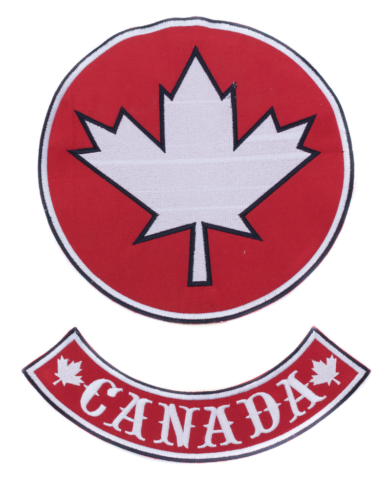 Maple Leaf Center Patch Circle with Canada BR Red w/ White 10"-STURGIS MIDWEST INC.