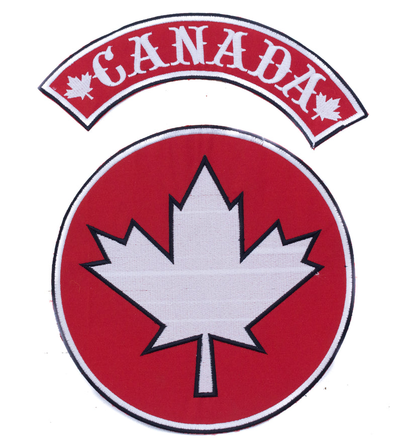 CANADA Flag Red and White Center and Top Rocker Iron on Patch for Biker Vest-STURGIS MIDWEST INC.