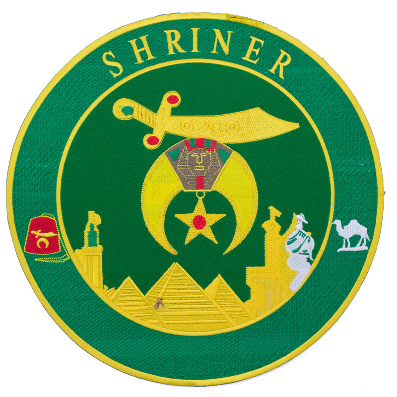 Shriner Green and Yellow in Round Center Iron on Patch for Biker Vest CP194G-STURGIS MIDWEST INC.
