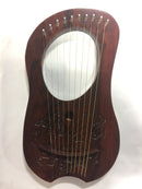 Lyre Harp 10 String Solid Wood Handmade Dragon Carved with Padded Carry Bag