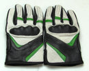 Leather Motorcycle Gloves with Armour Guard on Knuckles White Black Green XL-STURGIS MIDWEST INC.