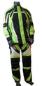 Motorcycle jacket and paints Green On Black Chest size 50 Inchs pant size large-STURGIS MIDWEST INC.