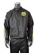 MOTORCYCLE WEATHER JACKET GREEN ON BLACK ROUTE 66 DESIGN CHEST SIZES 56-STURGIS MIDWEST INC.