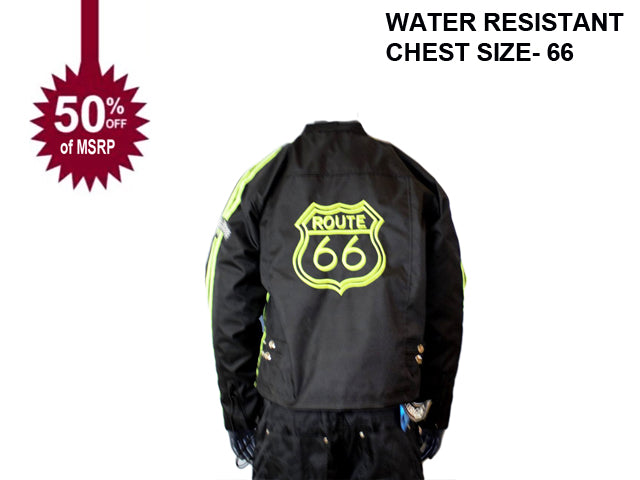 MOTORCYCLE WEATHER JACKET ORANGE ON BLACK LIVE TO RIDE CHEST SIZES 66-STURGIS MIDWEST INC.