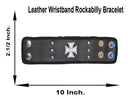 leather wrist band rockabilly braclet 10/ 2 1/2 inches-STURGIS MIDWEST INC.