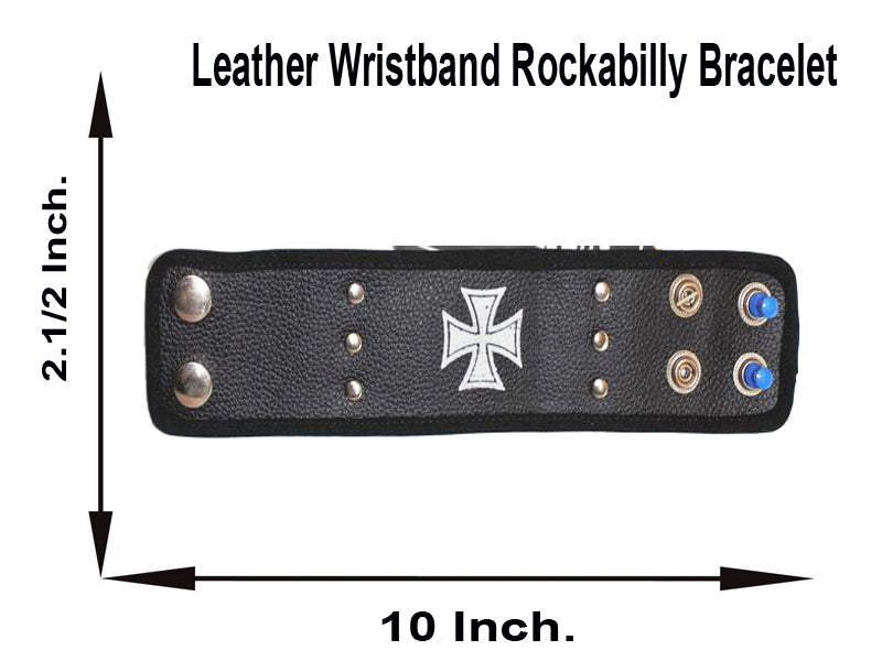 leather wrist band rockabilly braclet 10/ 2 1/2 inches-STURGIS MIDWEST INC.