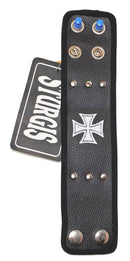 leather wrist band rockabilly braclet 10/ 2 1/2 inches-STURGIS MIDWEST INC.