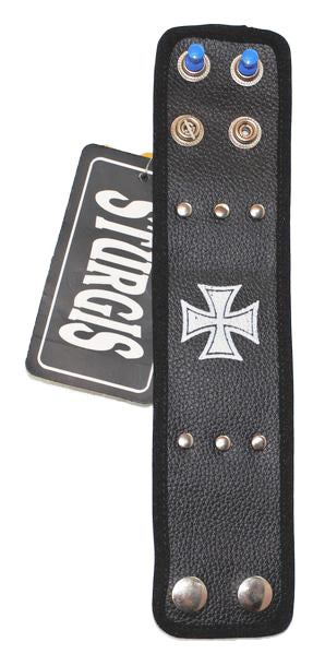 leather wrist band rockabilly braclet 10/ 2 1/2 inches-STURGIS MIDWEST INC.
