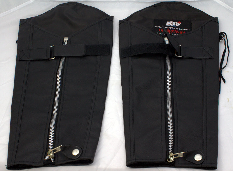 Black Leather Motorcycle Chaps half pants Leg protector-STURGIS MIDWEST INC.