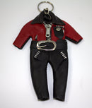 Leather key chain outfits red and black-STURGIS MIDWEST INC.