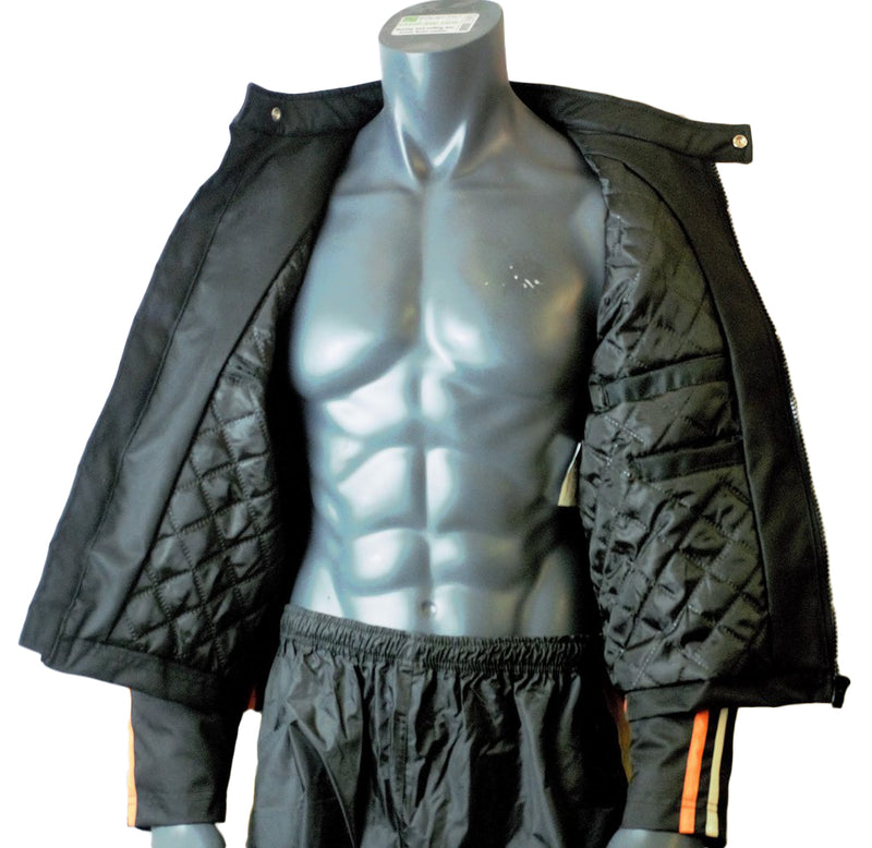 MOTORCYCLE WEATHER JACKET ORANGE ON BLACK LIVE TO RIDE CHEST SIZES 56-STURGIS MIDWEST INC.
