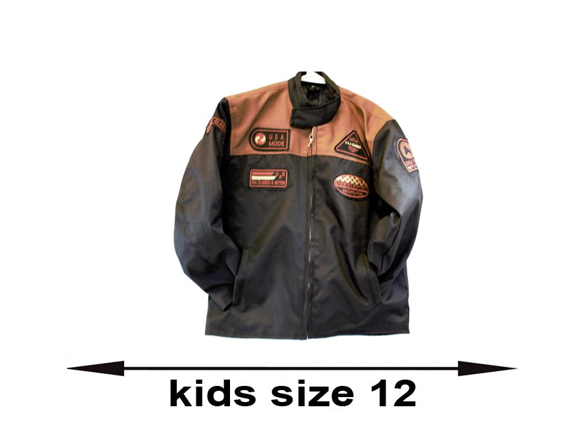 motorcycle kids jacket brown/black Usa mode motor usa classics size 12-STURGIS MIDWEST INC.