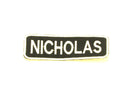 NICHOLAS White on Black Iron on Name Tag Patch for Biker Vest NB239-STURGIS MIDWEST INC.