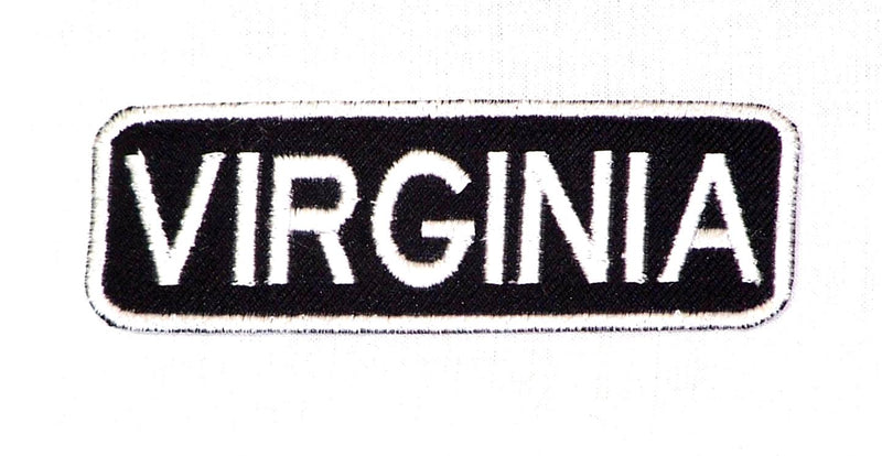 VIRGINIA Black and White Name Tag Iron on Patch for Biker Vest and Jacket NB323-STURGIS MIDWEST INC.