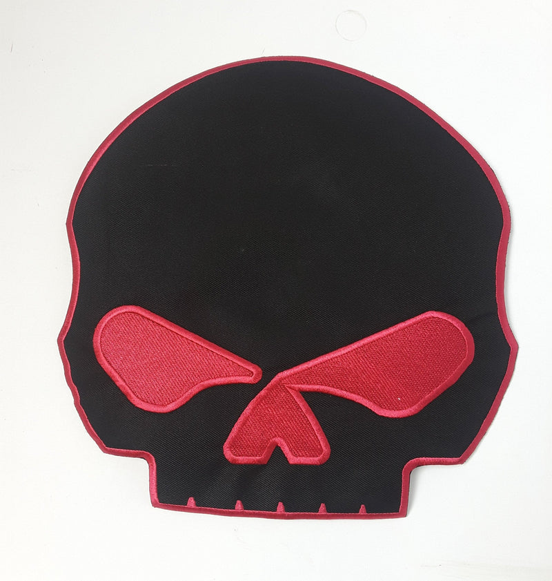 Red & Black Half Skull Large Iron on Center Patch for Vest or Jacket