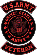 RED US ARMY VETERAN 3 PC BACK PATCHES FOR BIKER MOTORCYCLE VEST JACKET RED NEW-STURGIS MIDWEST INC.
