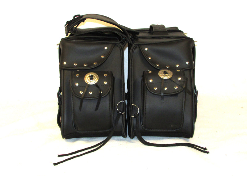 Saddlebag Studded Zip off With End Pocket and Concho Tapered Two Strap SAD574S-STURGIS MIDWEST INC.
