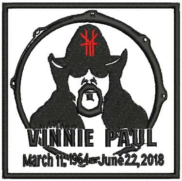 Vinnie Paul From Pantera in memory RIP Patch very collectible 3.5x3.5 size-STURGIS MIDWEST INC.