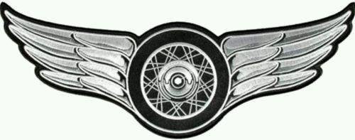 Motorcycle Biker Patch Winged Silver Wheel with Wings Small Size 5 x 2 inches-STURGIS MIDWEST INC.