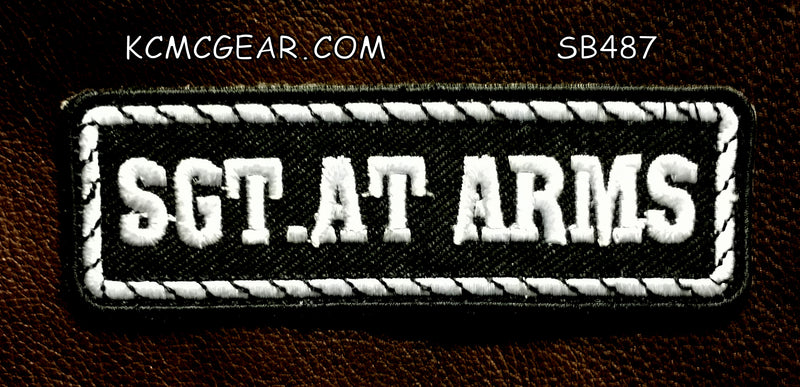 SGT AT ARMS White on Black Small Patch for Vest jacket SB487-STURGIS MIDWEST INC.