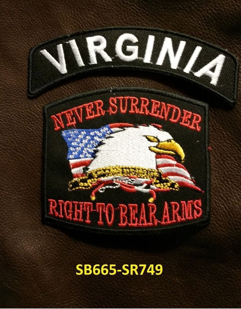VIRGINIA and NEVER SURRENDER Smalls Set for Biker Vest-STURGIS MIDWEST INC.